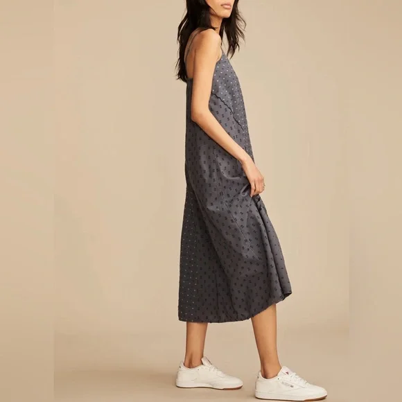 NWT Lucky Brand Textured Patchwork Dress India Ink Blue Embroidered.       20 - Picture 7 of 12